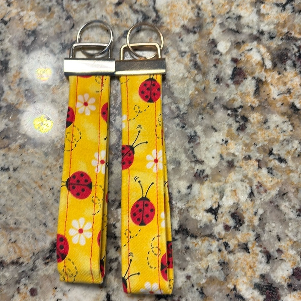 Hand crafted Yellow Ladybug Keychain/Wristlet for Kids or adults